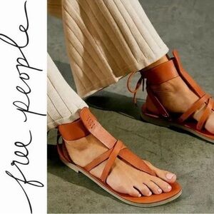7 37.5 🔖 FREE PEOPLE Vacation Day Sandals  Brown Boho Strap Gladiator Style